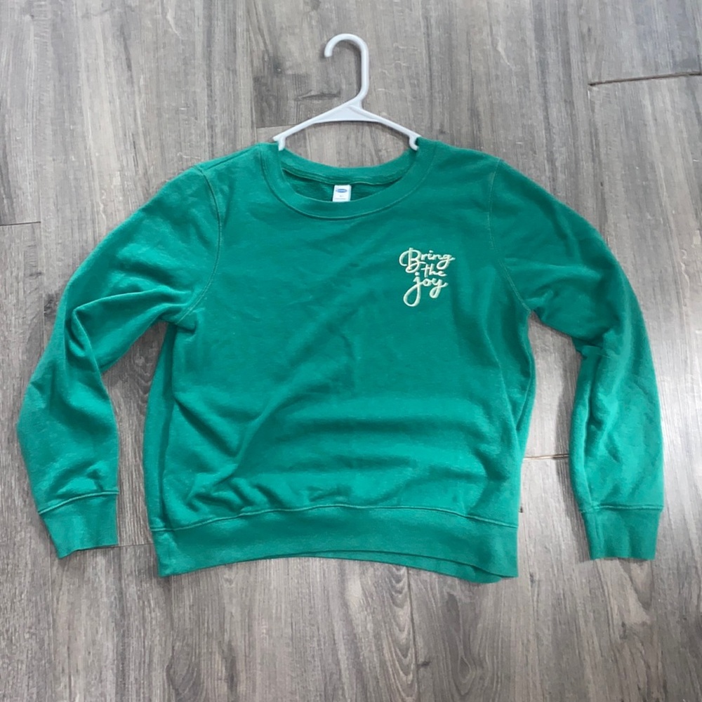 green long-sleeve, bring the joy